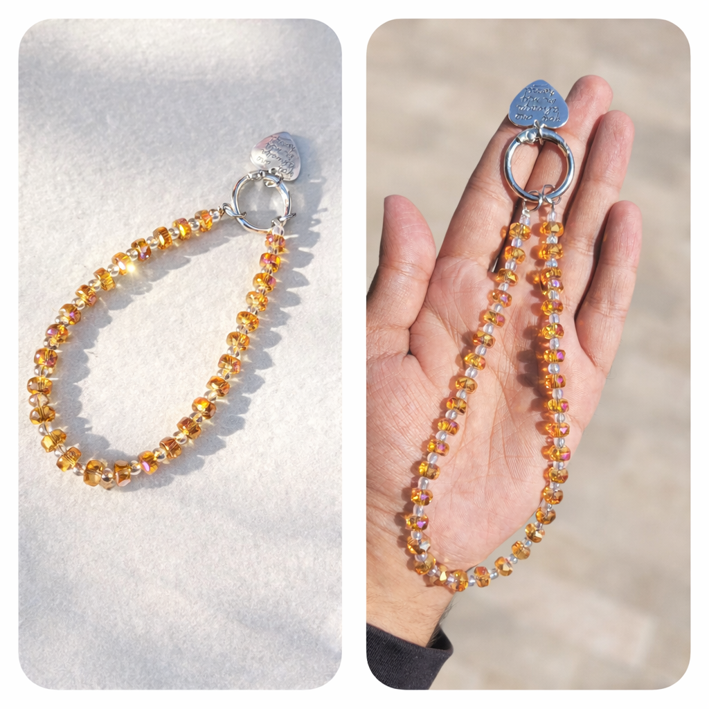 Cosmic Orange Sparkle Rhine Stone Case with matching Charm (#RS-084)
