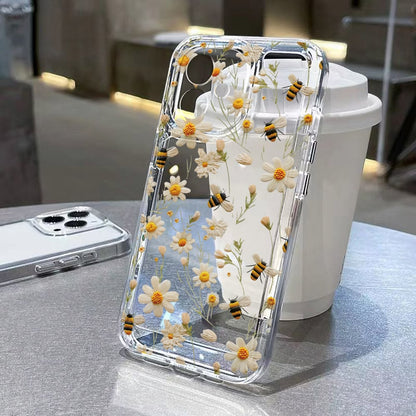 Pressed Daisy & Bee Clear Acrylic Case