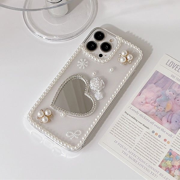 Heart Mirror Floral Case (#RS-066)