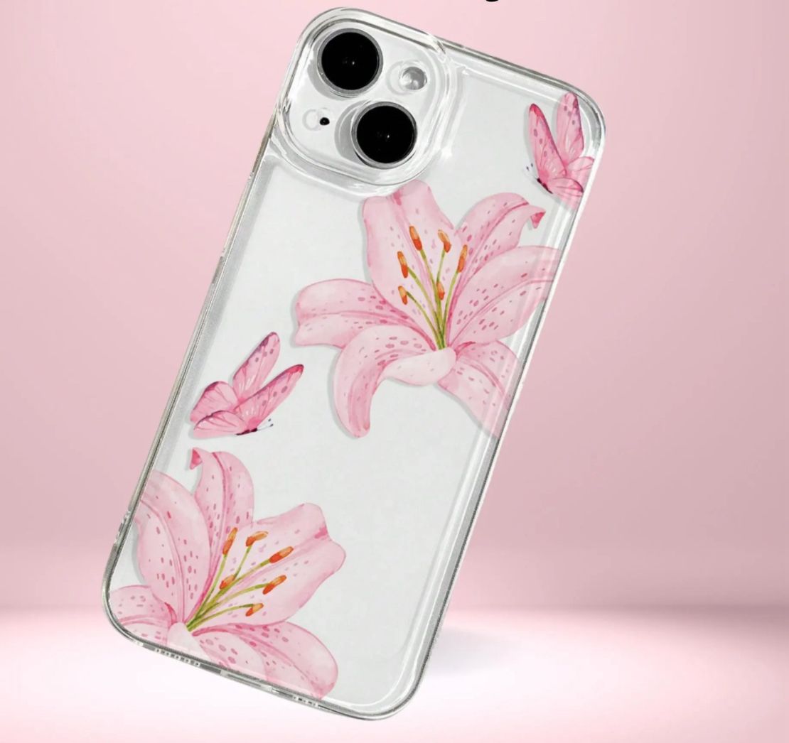 Pink Floral Crystal Clear Acrylic - Article (22)