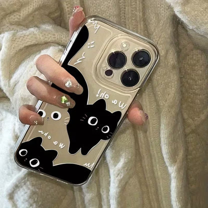 Black and White Cat Trendy Pattern Transparent Space Case