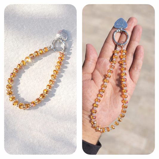 Orange Crystal Phone Charm