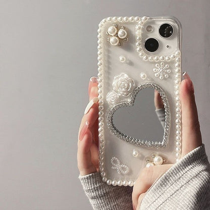Heart Mirror Floral Case (#RS-066)