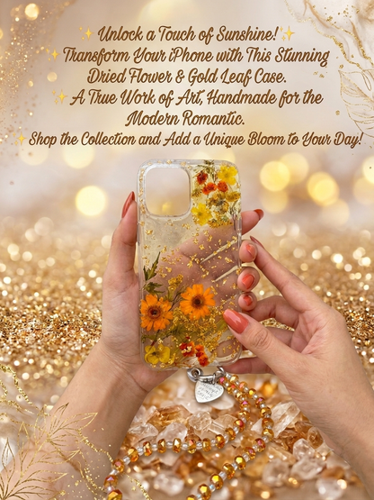 Sun Flower Resin Art Case with Charm (RS-099)