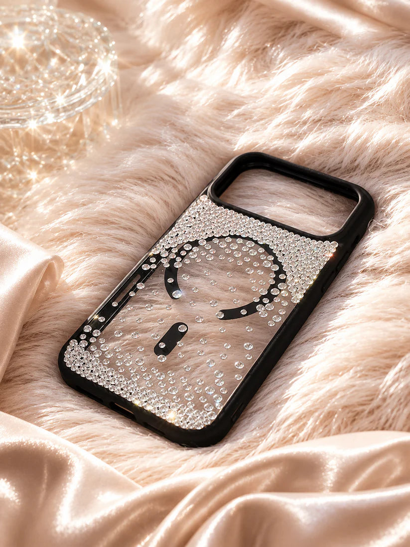Black Sparkle Rhine Stone Case with charm (#RS-096)