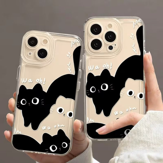 Black and White Cat Trendy Pattern Transparent Space Case