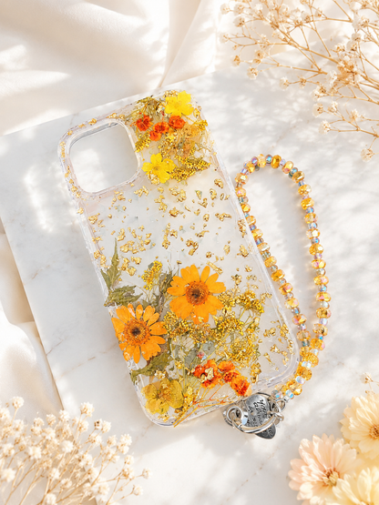 Sun Flower Resin Art Case with Charm (RS-099)