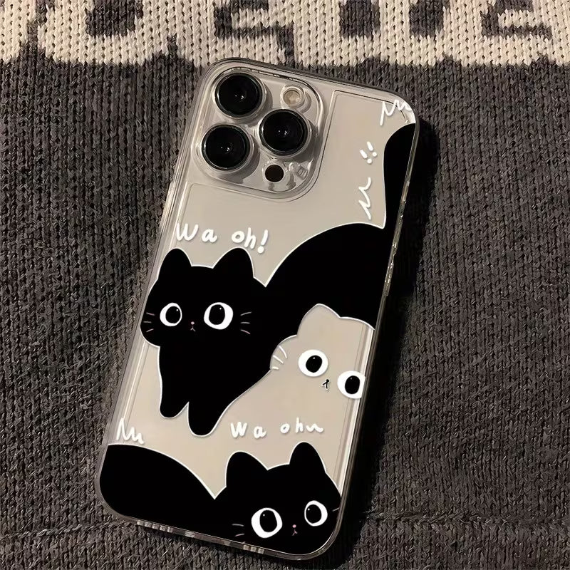 Black and White Cat Trendy Pattern Transparent Space Case