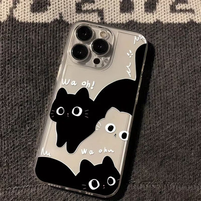 Black and White Cat Trendy Pattern Transparent Space Case