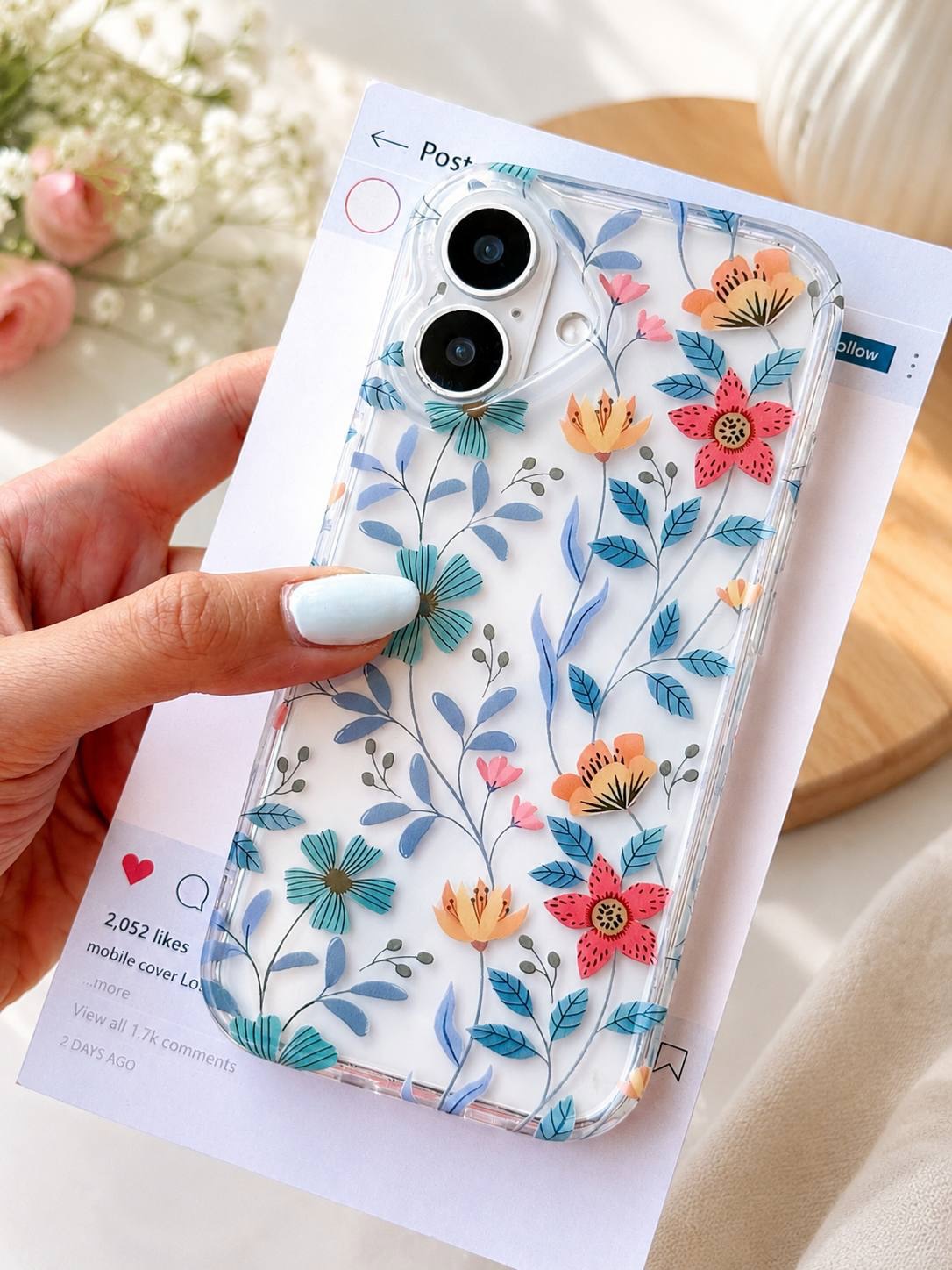 Bluish Floral Acrylic Case