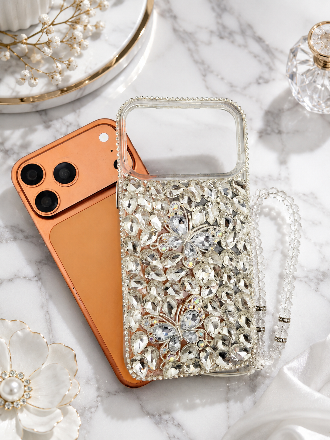 Butterfly Diamond Crystal Case with charm (RS-105)