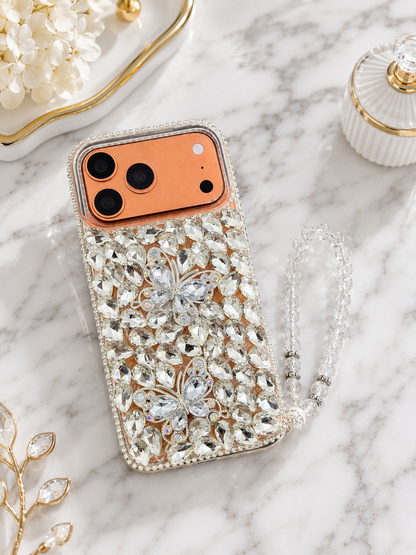 Butterfly Diamond Crystal Case with charm (RS-105)
